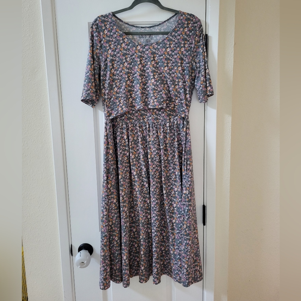 Latched Mama Classic Cotton Nursing Dress, Size Large, Floral Print